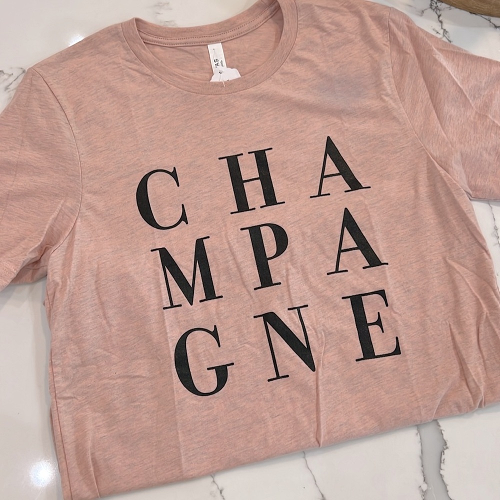 Champagne Graphic Short Sleeve Neutral Colored Tee
